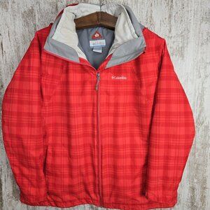 Columbia Women's Interchange Omni Tech 3 In 1 Red Plaid Ski Jacket